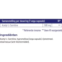 Vitakruid Acetyl L-Carnitine -Gezondheidsproducten Winkel 1024019 4