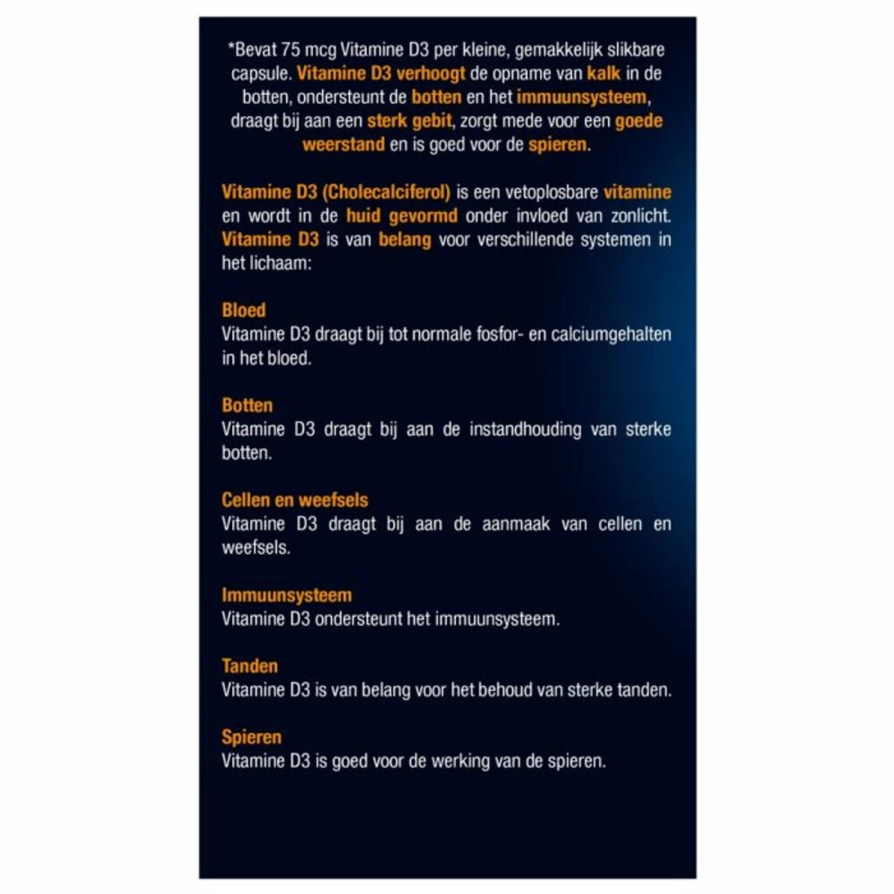 Lucovitaal Vitamine D3 D3 75mcg (3000IE) Forte 4 Lucovitaal Vitamine D3 D3 75mcg (3000IE) Forte - Afbeelding 4